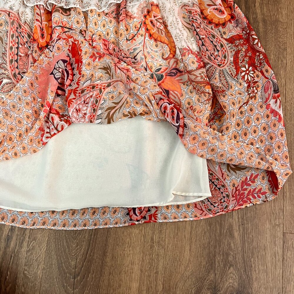Misa Los Angeles Dionica Dress Paisley Tiered Summer Lace Sz L - Picture 10 of 15